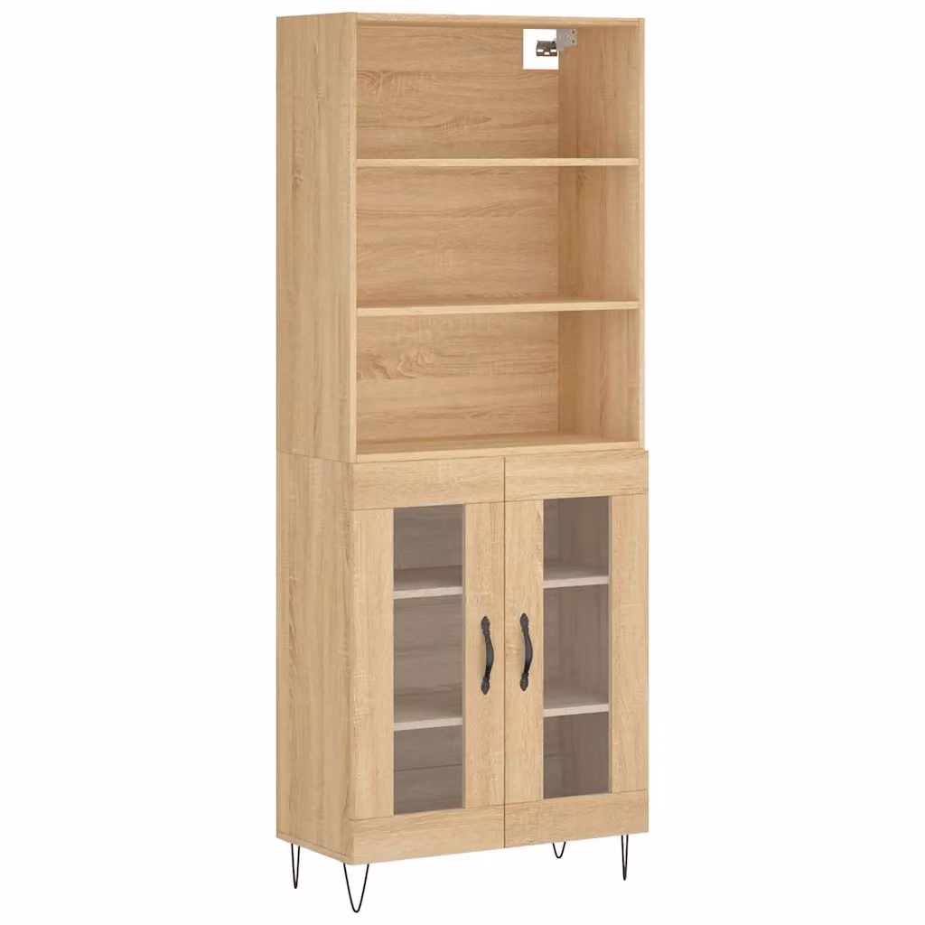 Credenza moderna vidaXL in legno e metallo color rovere marrone L: 69,5 cm, P: 34 cm, H: 180 cm – 2