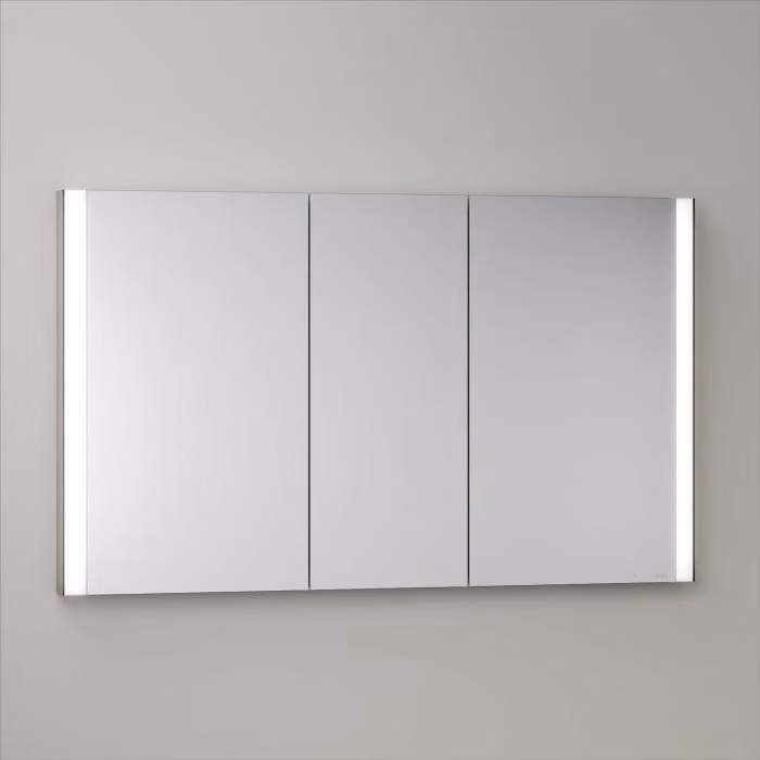 Mobile specchio a incasso LED Keuco Royal Metis, dimensioni 120 x 71 cm, con 3 ante, modello svizzero
