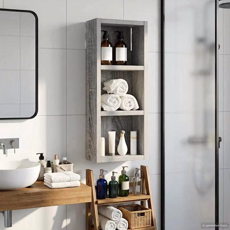 Armadio da bagno a muro vidaXL in legno Sonoma grigio, L/P/H: 20 x 10 x 50 cm