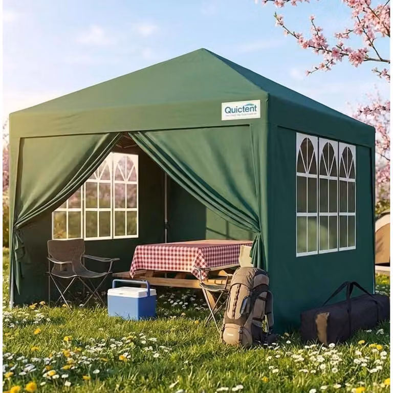 Gazebo da esterno 3x3 metri, impermeabile, con pareti laterali, protezione UV 50+, struttura in acciaio, colore verde