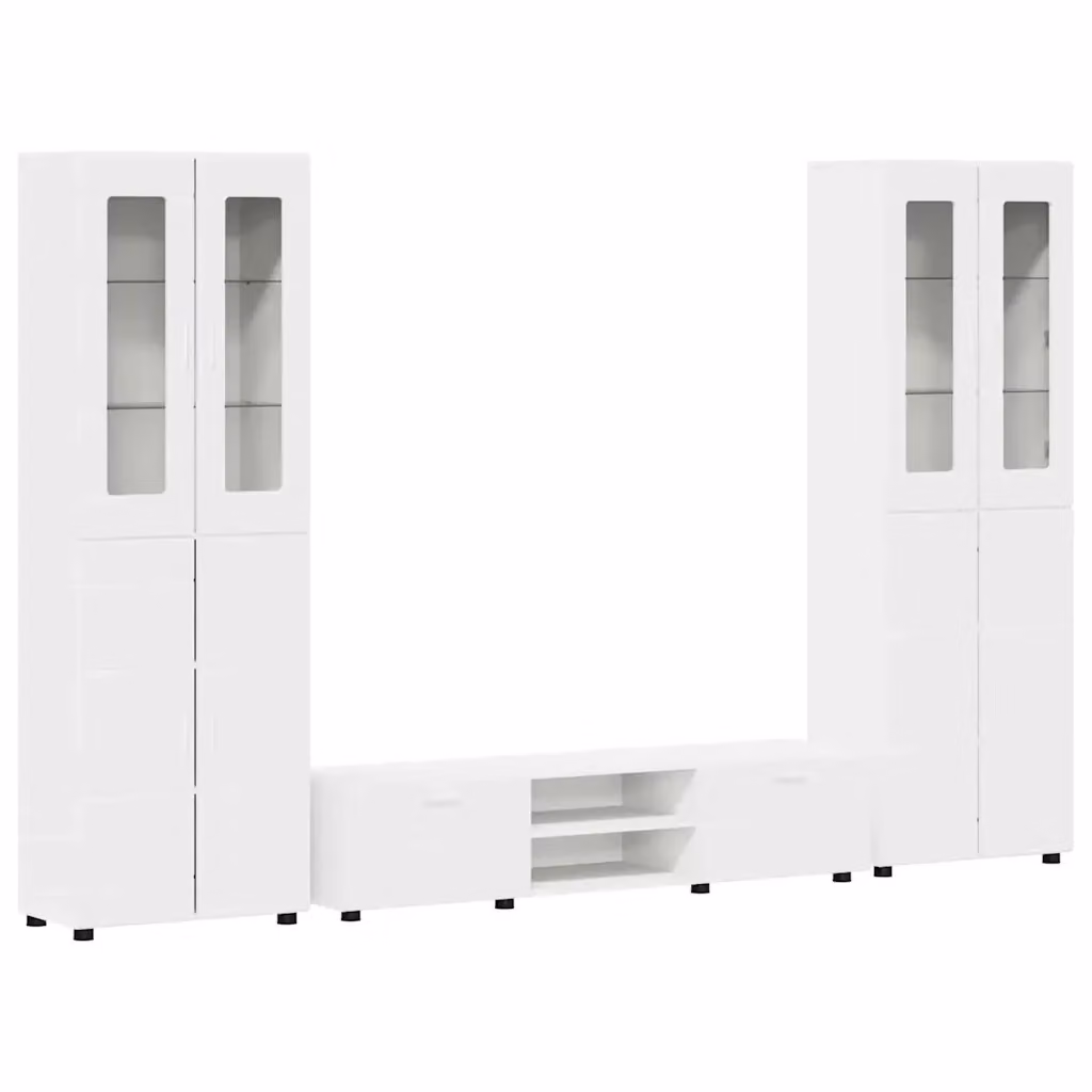 Set mobile TV moderno vidaXL FLORIN in 3 pezzi Bianco e Legno, L: 150 cm, P: 39 cm, H: 30 cm – 2