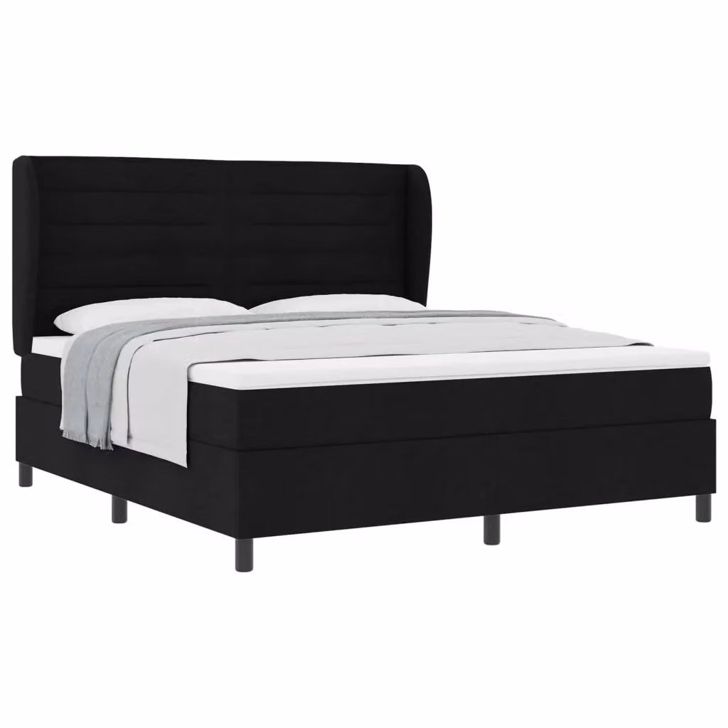 Letto a molle moderno con materasso vidaXL rivestito in tessuto nero L: 180 cm, P: 200 cm, H: 183 cm – 2