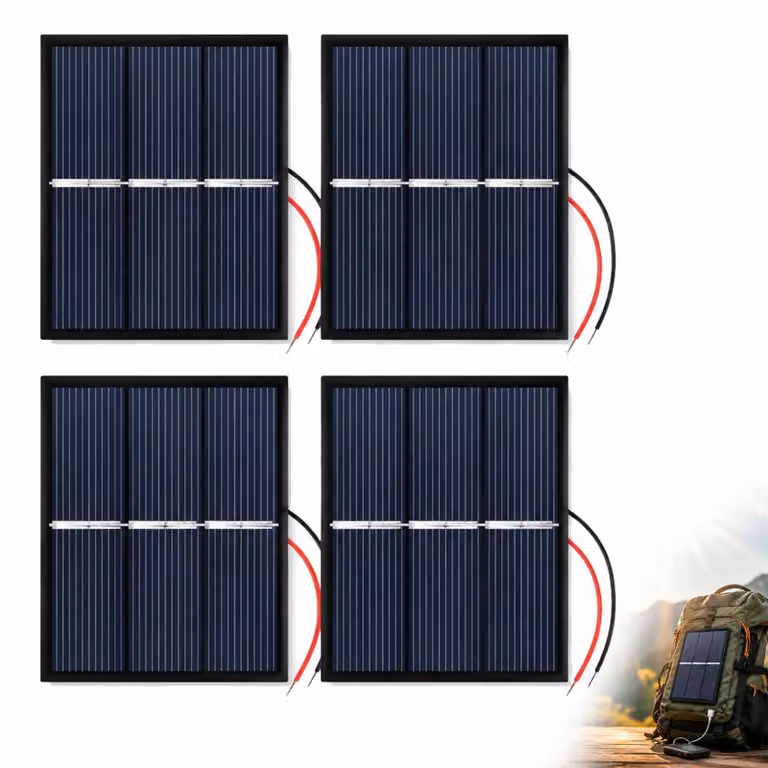 4 mini pannelli solari da 1,5 V, 0,65 W, dimensioni 60x80 mm, ideali per progetti fai-da-te e attività didattiche