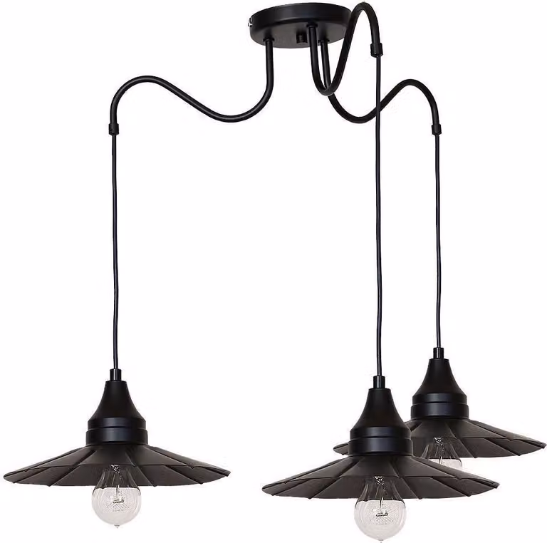 Lampada a sospensione vintage BOYD in metallo nero a 3 luci E27 D: fino a 0,7 m Lampada a sospensione per sala da pranzo tavolo da pranzo
