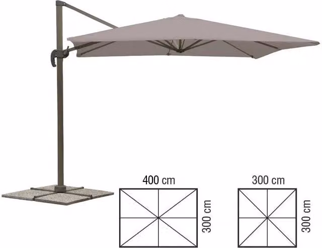 Ombrellone a Braccio Deluxe 3x3 m Grigio Reclinabile
