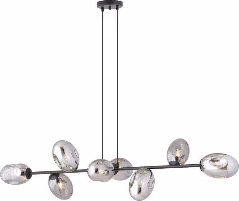 Lampadario Emibig 8xE14 10W PANDORA con 8 paralumi color grafite 1263/8