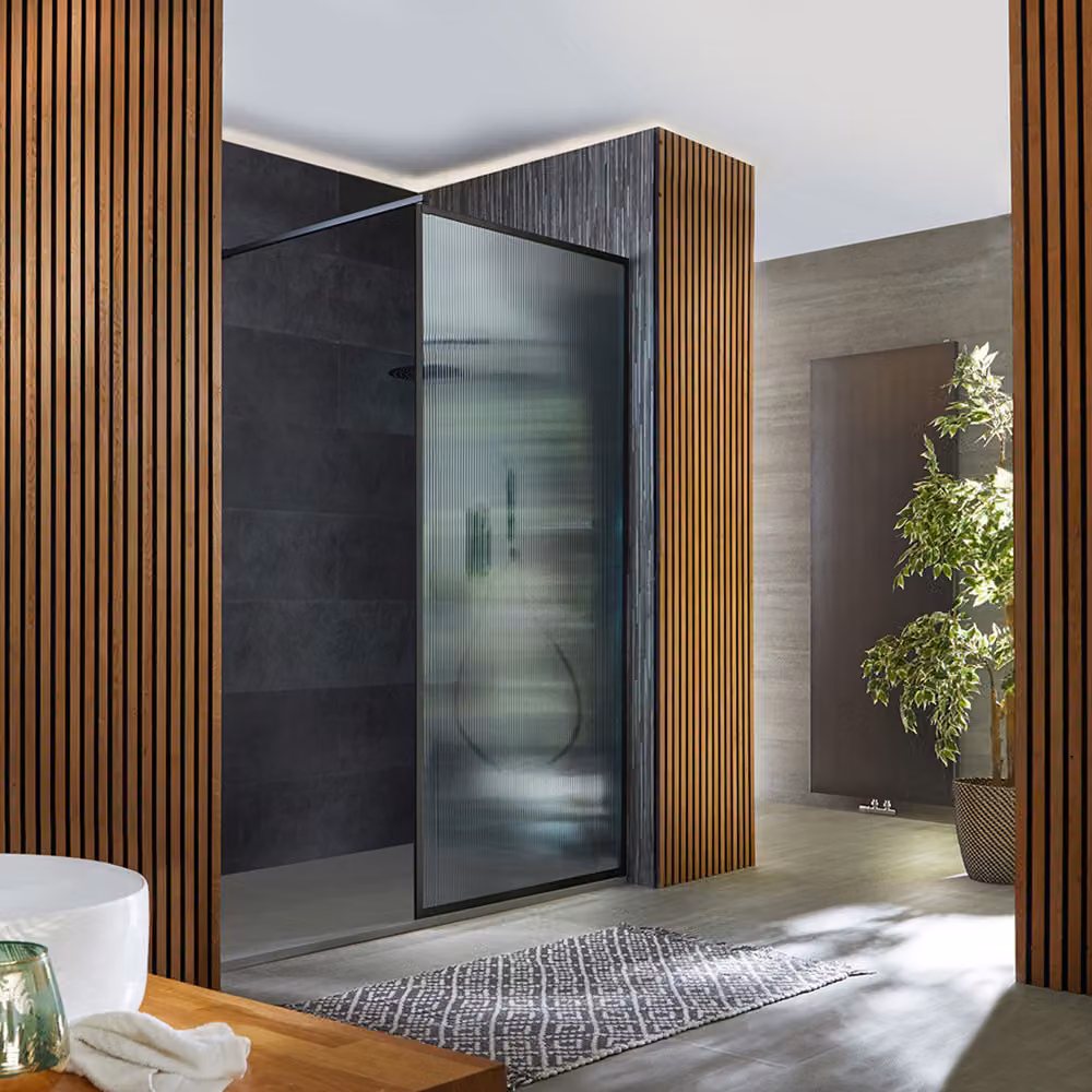 Parete Doccia Walk-in Vetro Scanalato - 700mm - Senza Telaio