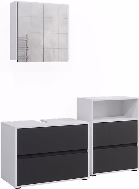 Set di mobili da bagno Maltin Bianco/Antracite 3 pezzi Vicco