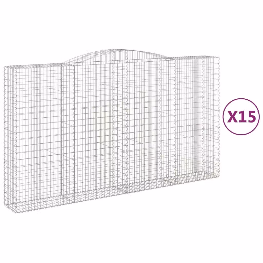 Set di 15 Cesti Gabbioni ad Arco Videx in Acciaio Zincato Colore Argento L: 400 cm, P: 50 cm, H: 220/240 cm – 2