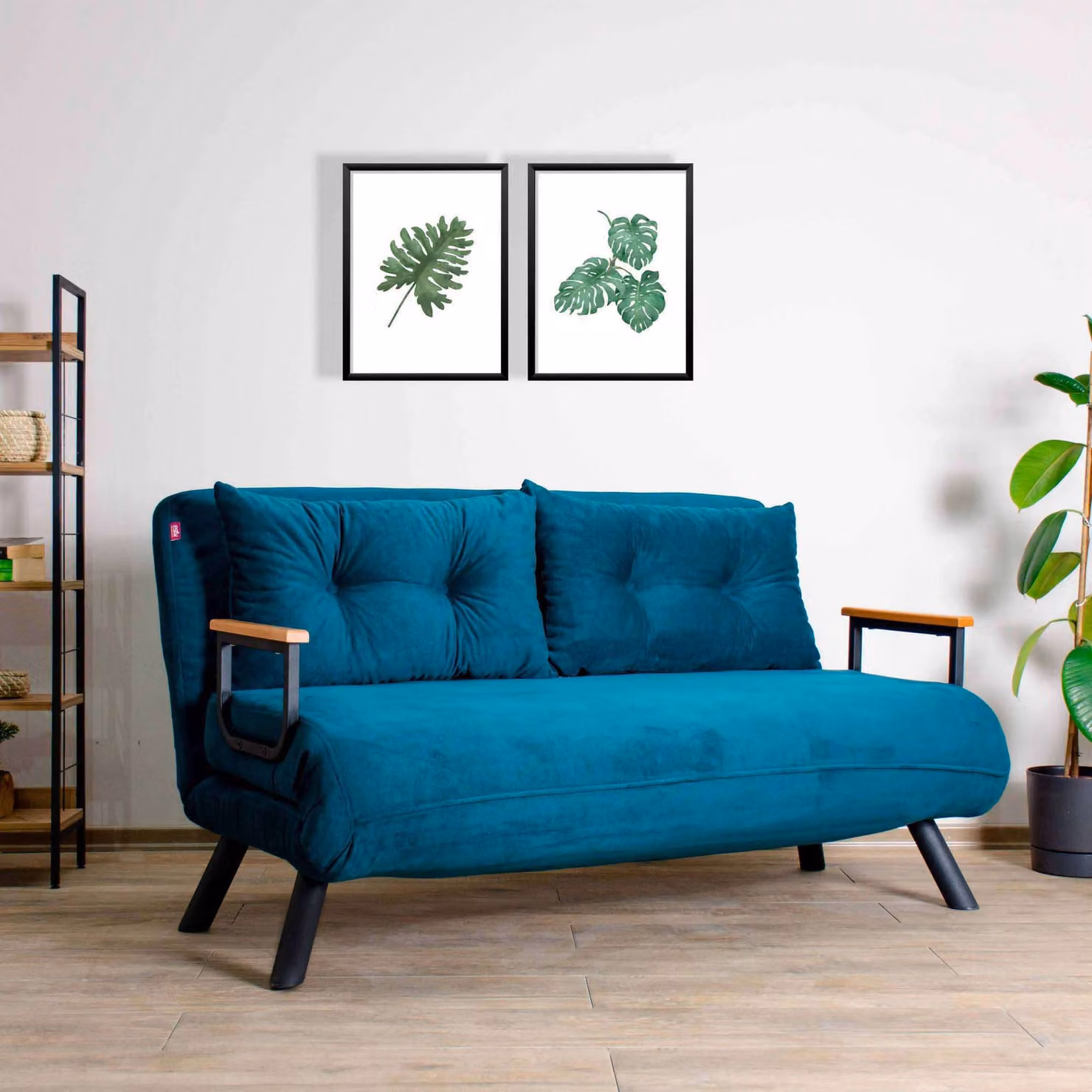 Hanah Home, Sando 2-Seater - Petrol Green, divano letto, divano letto 2 posti, verde petrolio, poliestere, 133 x 78 x 78 x cm