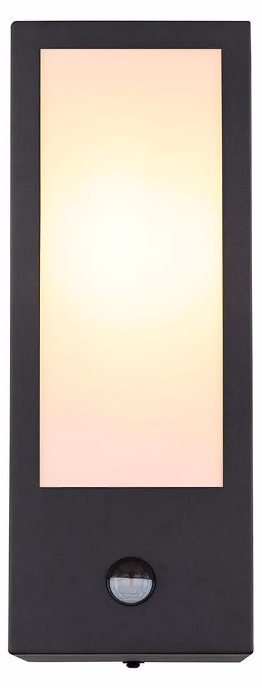 Applique da esterno a LED, rilevatore di movimento, nero, opale, H 32 cm