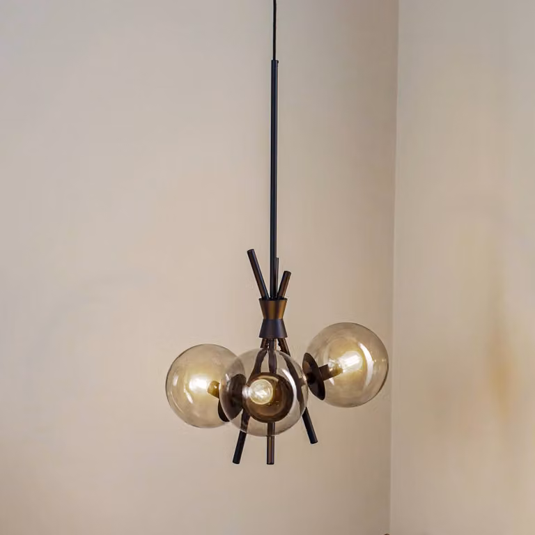 Lampada a sospensione Sotiana Lucande, dimmerabile, Nero, Soggiorno / Sala da pranzo, Metallo, Design, Lampada a sospensione