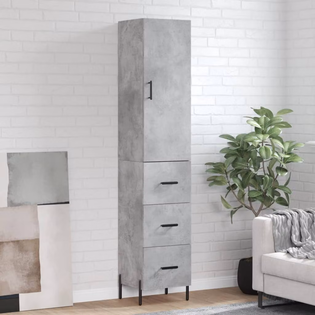 vidaXL Credenza Moderna Grigia in Legno e Metallo con Ante a Battente L/P/H: 34,5 x 34 x 180 cm