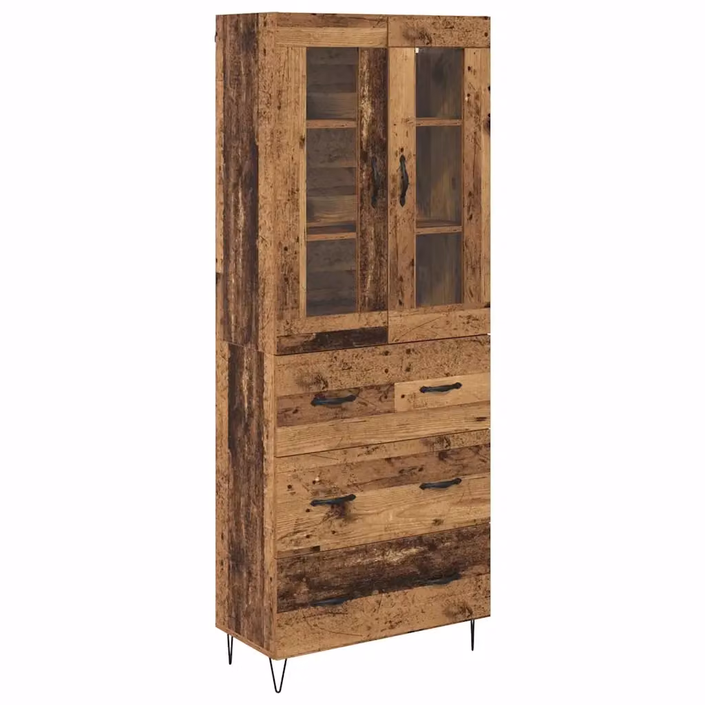 Credenza moderna vidaXL in legno marrone con vetro e metallo L: 69,5 cm, P: 34 cm, H: 90 cm – 2