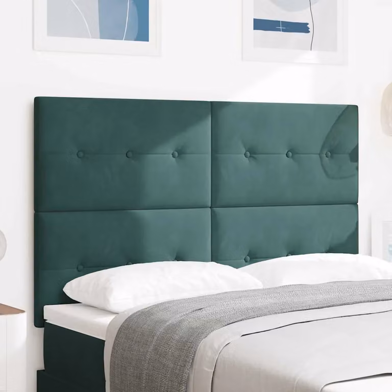Testiera per letto con illuminazione LED vidaXL in velluto verde, Larghezza: 144 cm