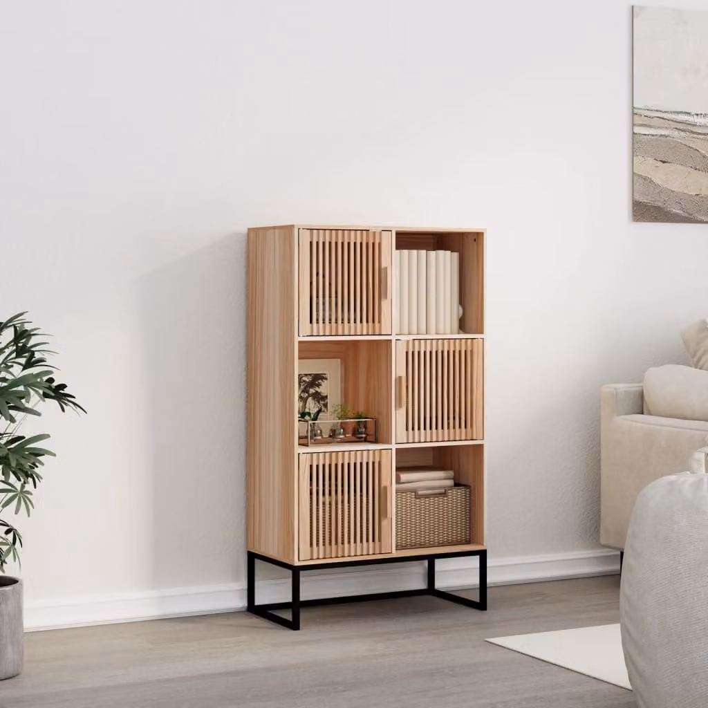Credenza scandinava vidaXL in legno di pino marrone con ante a battente L/P/H: 70 x 35 x 125 cm
