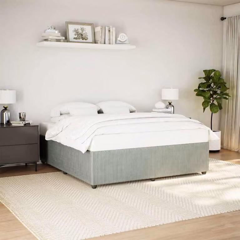 vidaXL Giroletto in Velluto Grigio con Doghe in Legno L: 180 cm, P: 200 cm