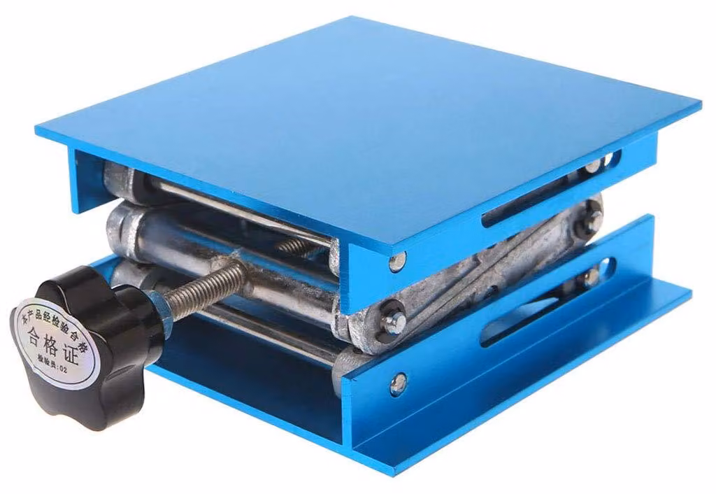 Piattaforma di supporto in alluminio, 100x100 mm, per laboratori, colore blu