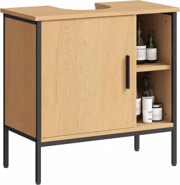 Mobile sottolavabo XYLO in Rovere con anta e ripiano regolabile, L: 60 cm, P: 30 cm, H: 59,5 cm