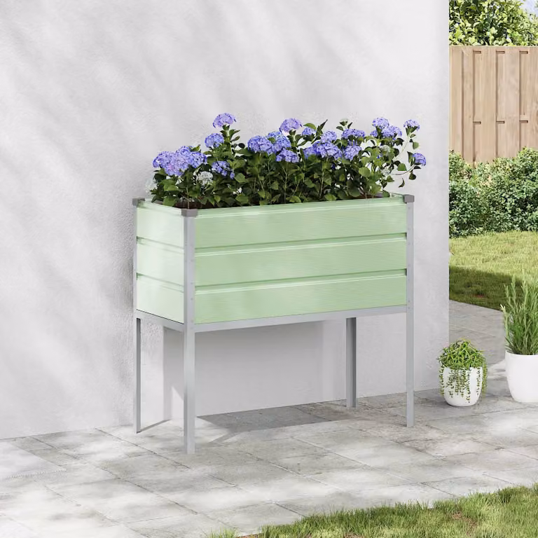 Fioriera vidaXL in acciaio zincato verde pastello L: 100 cm, P: 45 cm, H: 90 cm