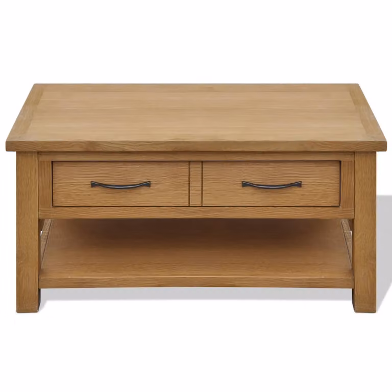 Tavolino da Salotto 88x53x45 cm in Legno Massello di Rovere