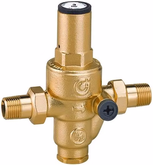 Riduttore di Pressione a Membrana PN40 Caleffi in Ottone Colore Oro con Bocchettone e Attacco