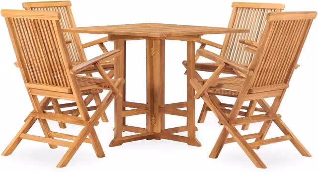 Set da Pranzo da Giardino 5 pz Pieghevole in Massello di Teak 3059982
