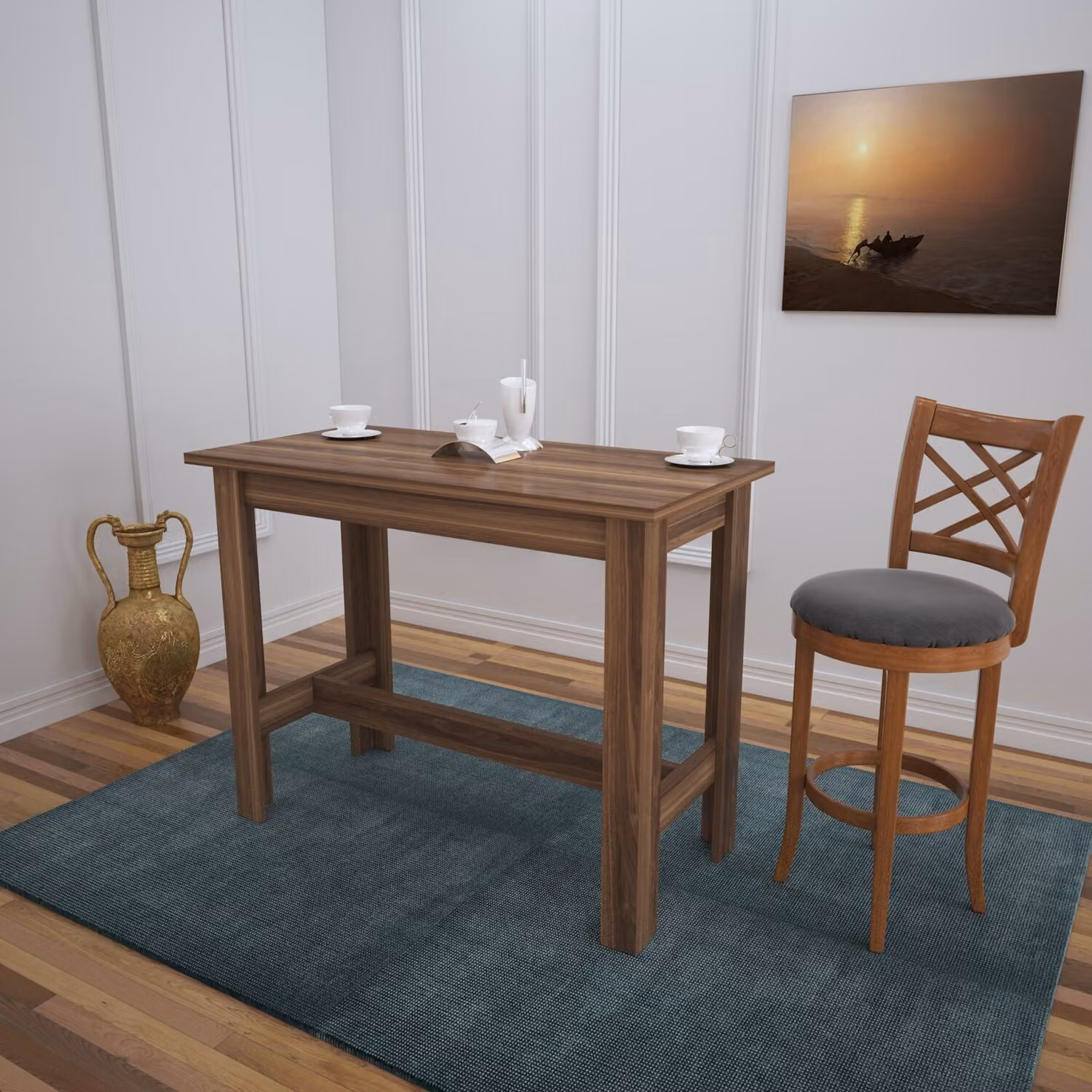 Skye Decor, Barra - Walnut, tavolo da pranzo, noce, 100% pannelli truciolari rivestiti in melamina, 120 x 60 x 93 cm