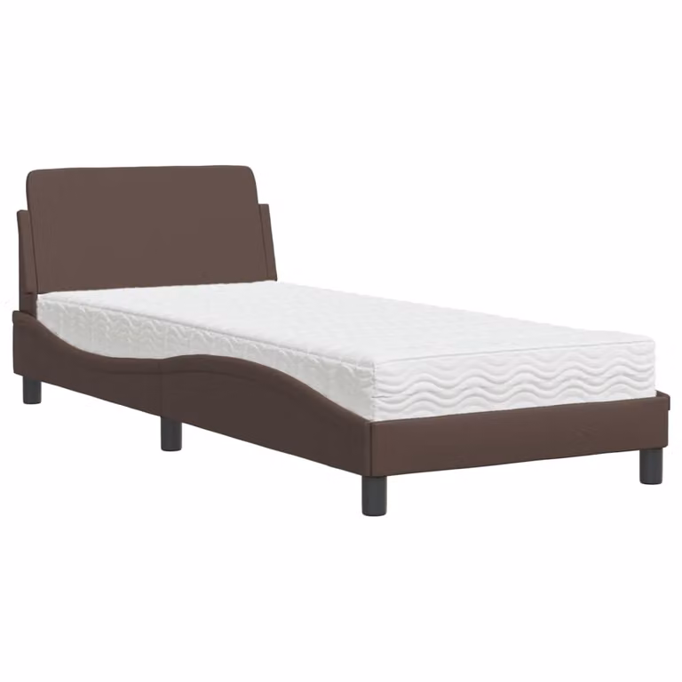 Letto con Materasso Dover Marrone 90x200 cm in Pelle finta