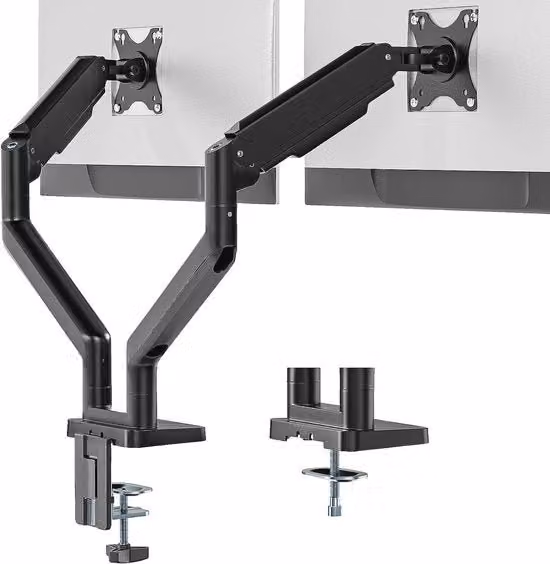 Sostegno per schermo per due monitor da 17 a 35 pollici con capacità di sollevamento aumentata - Regolabile in altezza supporto per monitor per scrivania