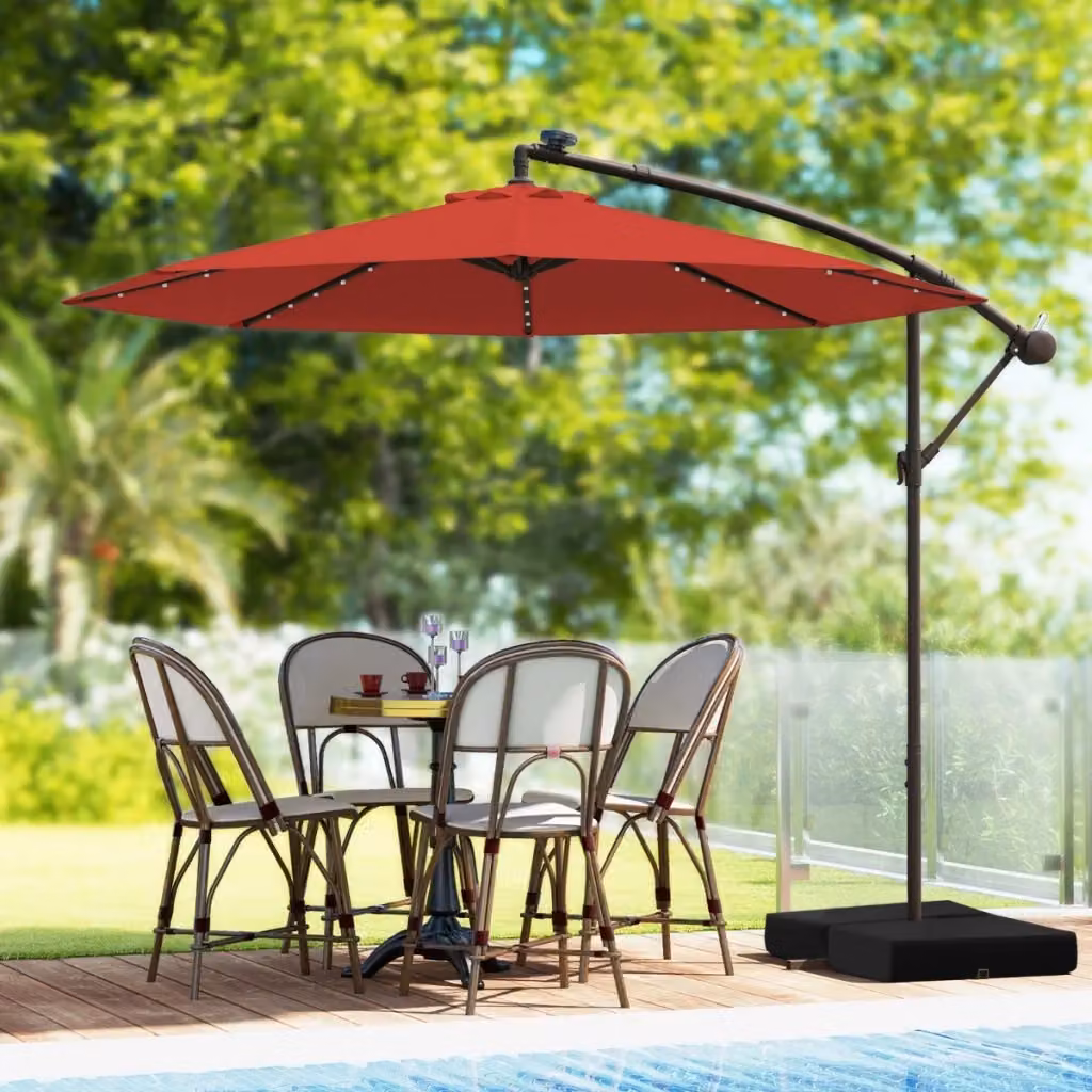 Ombrellone pendente da esterno DESIGN IN con 32 luci LED e pannello solare, Diametro: 300 cm, Colori disponibili: rosso, beige, grigio, marrone, blu – 2
