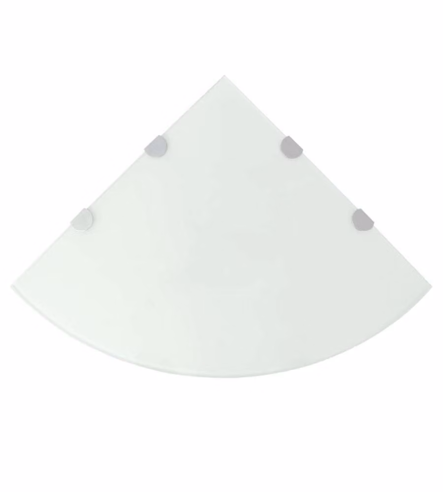 Scaffale Angolare con Supporti Cromati Vetro Bianco 45x45 cm