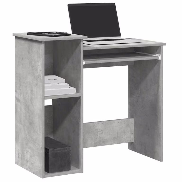 Scrivania moderna con mensole vidaXL in legno e MDF, colore grigio, L 84 cm x P 40 cm x H 78 cm