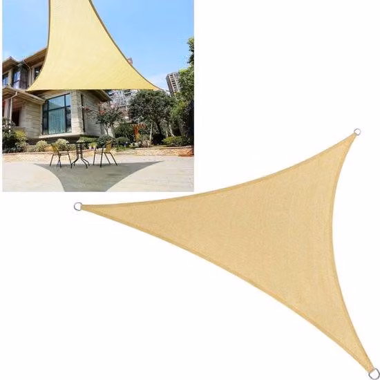 Tre pezzi di telo ombreggiante/parasole triangolare - Design con protezione UV - Parasole per terrazza - Parasole triangolare - Telo ombreggiante per esterni - 4x4x4 metri - Ideale per terrazze, giardini e cortili - Colore sabbia