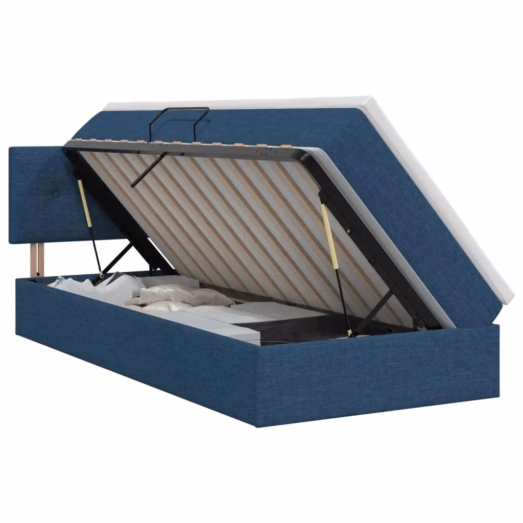 Letto con contenitore e materasso ibrido vidaXL in velluto blu e bianco L: 100 cm, P: 200 cm, H: 204 cm – 2