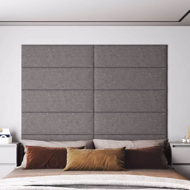 Testiera da Parete 12 pcs Grigio chiaro 90 x 30 cm Tessuto