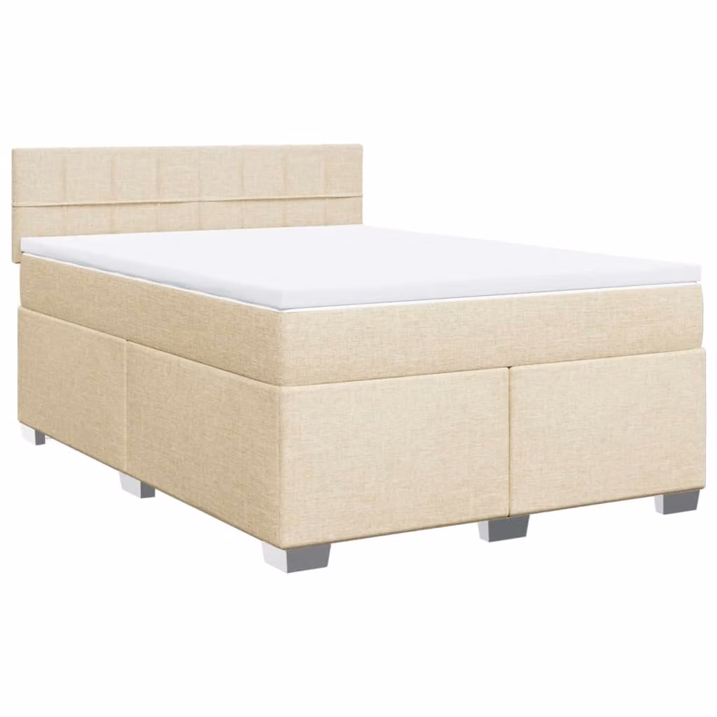 Giroletto a Molle con Materasso Crema 140x19 cm in Tessuto
