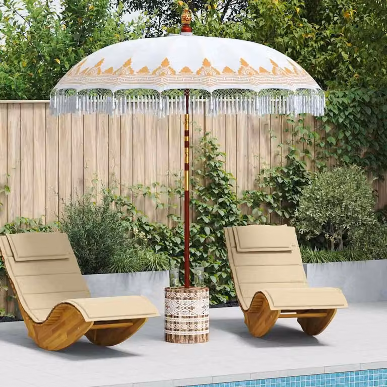 Maison Exclusive - Ombrello balinese con base, colore crema, diametro 210-220 cm
