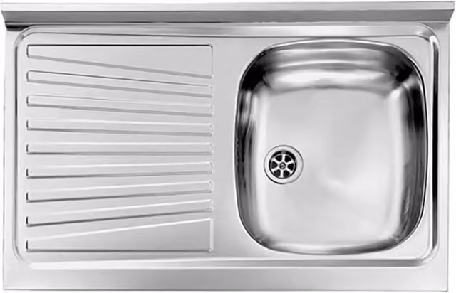 Lavello Inox ad Appoggio 80×50 1 vasca Sinistra e Gocciolatoio