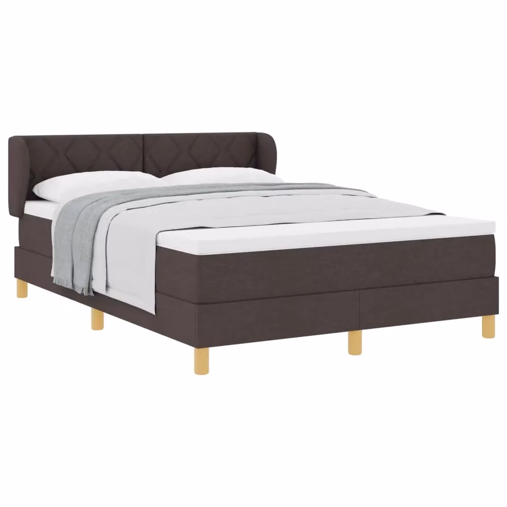 Letto a molle con testiera vidaXL in tessuto marrone con molle a tasche L: 160 cm, P: 200 cm, H: 163 cm – 2