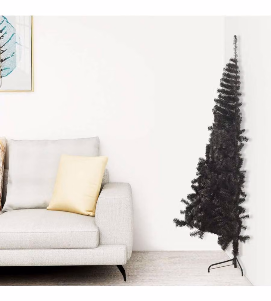 Albero di Natale Artificiale a Metà con Base Nero 240 cm PVC