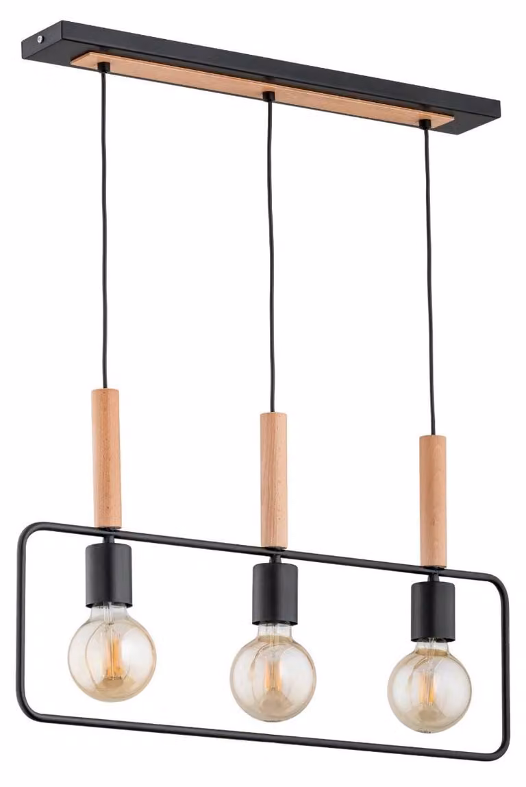 Lampada a sospensione con cornice TRAPER nera 3xE27x15W in metallo, dimensioni: 90x66x8 cm, IP20, Alfa