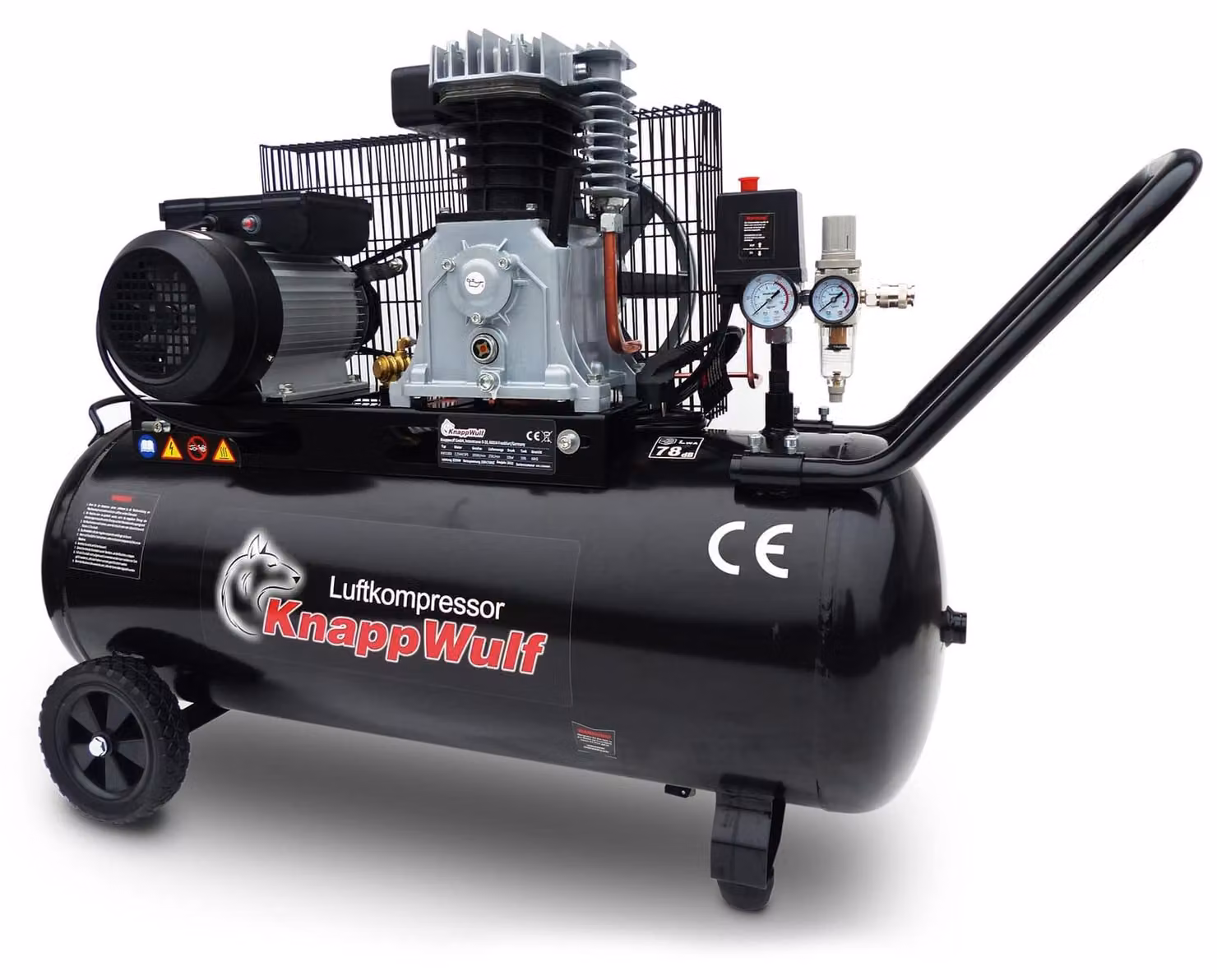 Compressore d'aria elettrico - Serbatoio da 100 litri - 2200 Watt - 3 cavalli - Nero - Acciaio al carbonio