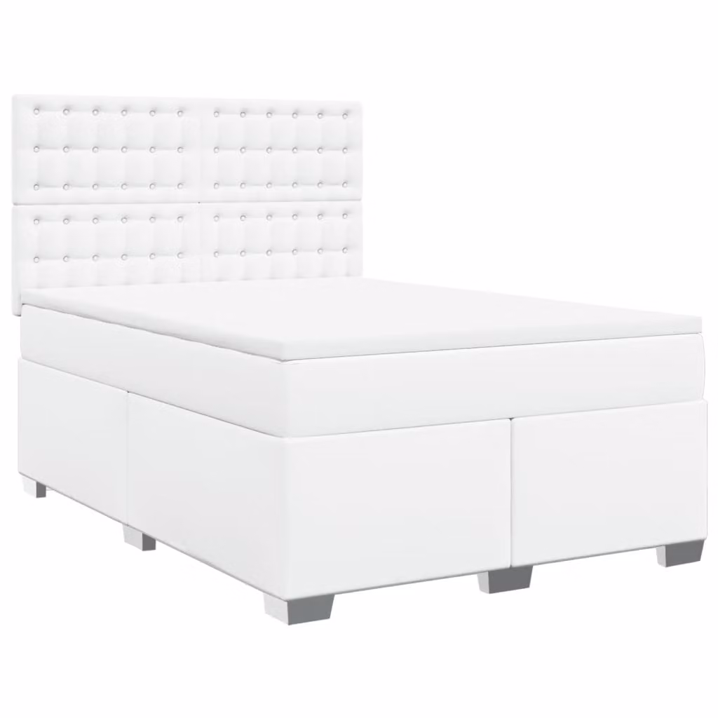 Giroletto a Molle con Materasso Bianco 140x200 cm in Pelle finta