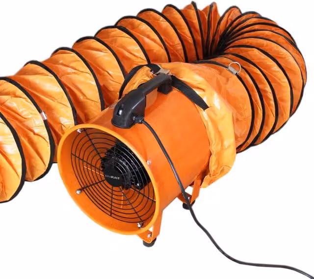 Ventilatore Estrattore Aria Industriale Reversibile MAXBLAST Arancione con Tubo Dotto da 12m e Diametro 300mm