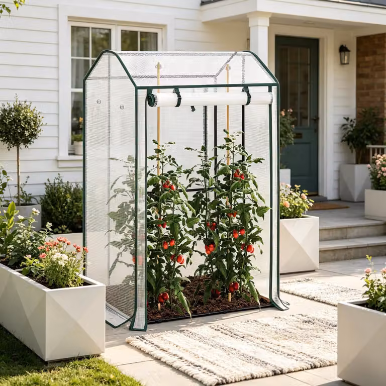 Serra resistente, tenda invernale per piante con porta frontale dotata di cerniera scorrevole, ideale per balconi, patii e giardini