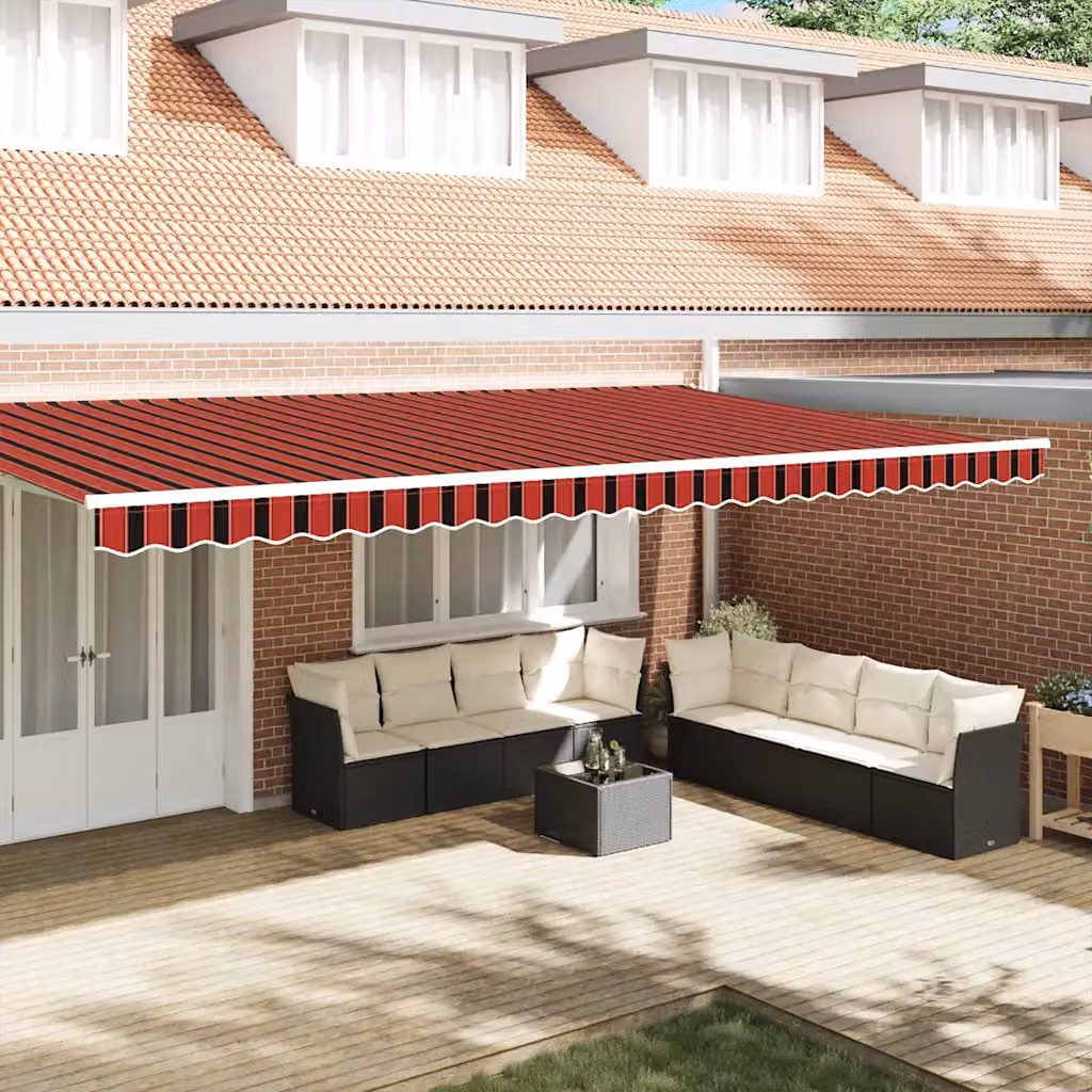Mantovana di ricambio per tenda da sole vidaXL in poliestere, strisce arancione, rosso e marrone, Lunghezza: 5,8 m
