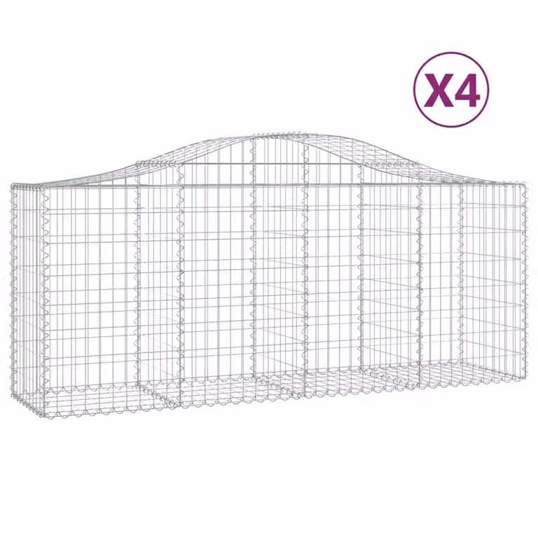 Cesti Gabbioni ad Arco 4 pz 200x50x80/100 cm Ferro Zincato