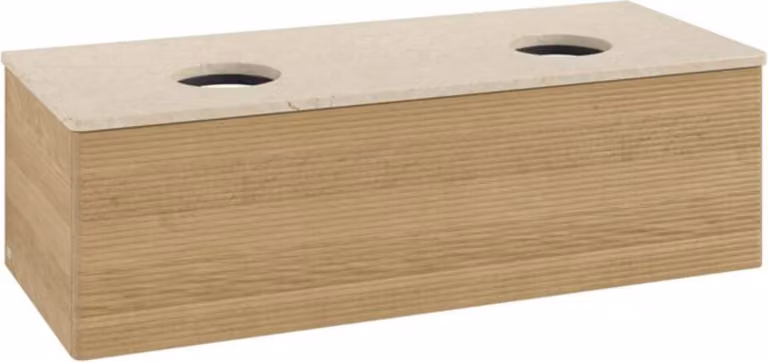 Mobiletto V&B con struttura frontale, con illuminazione Antao 120x36x50cm, WBP colore botti., rovere miele