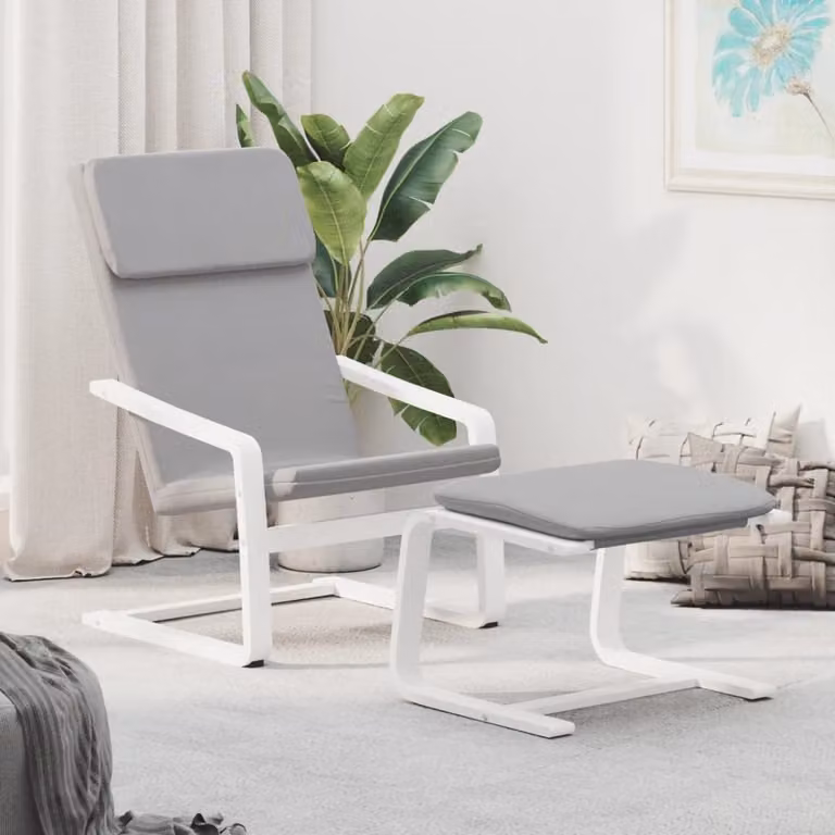 Maison Exclusive - Poltrona relax con poggiapiedi in tessuto grigio chiaro